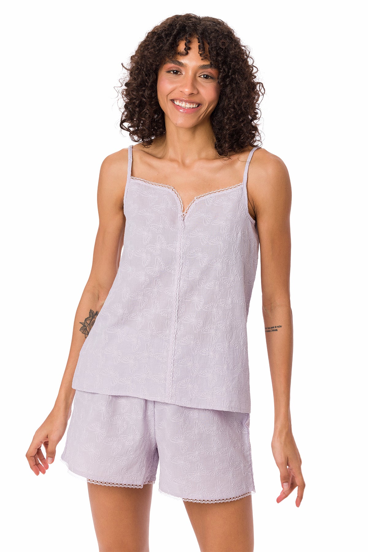 Suvi NYC women s 2 piece short pajama set Strap top and shorts 100 Cotton