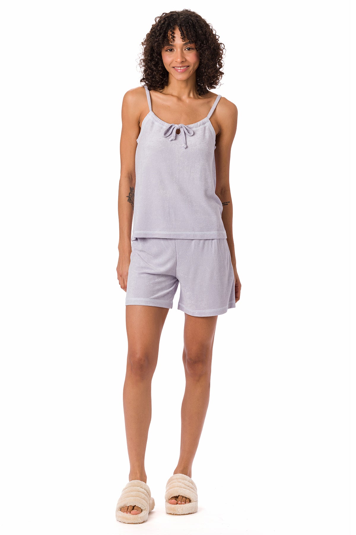 Suvi NYC women's 2-piece short and tank top pajama set . Terry Cotton