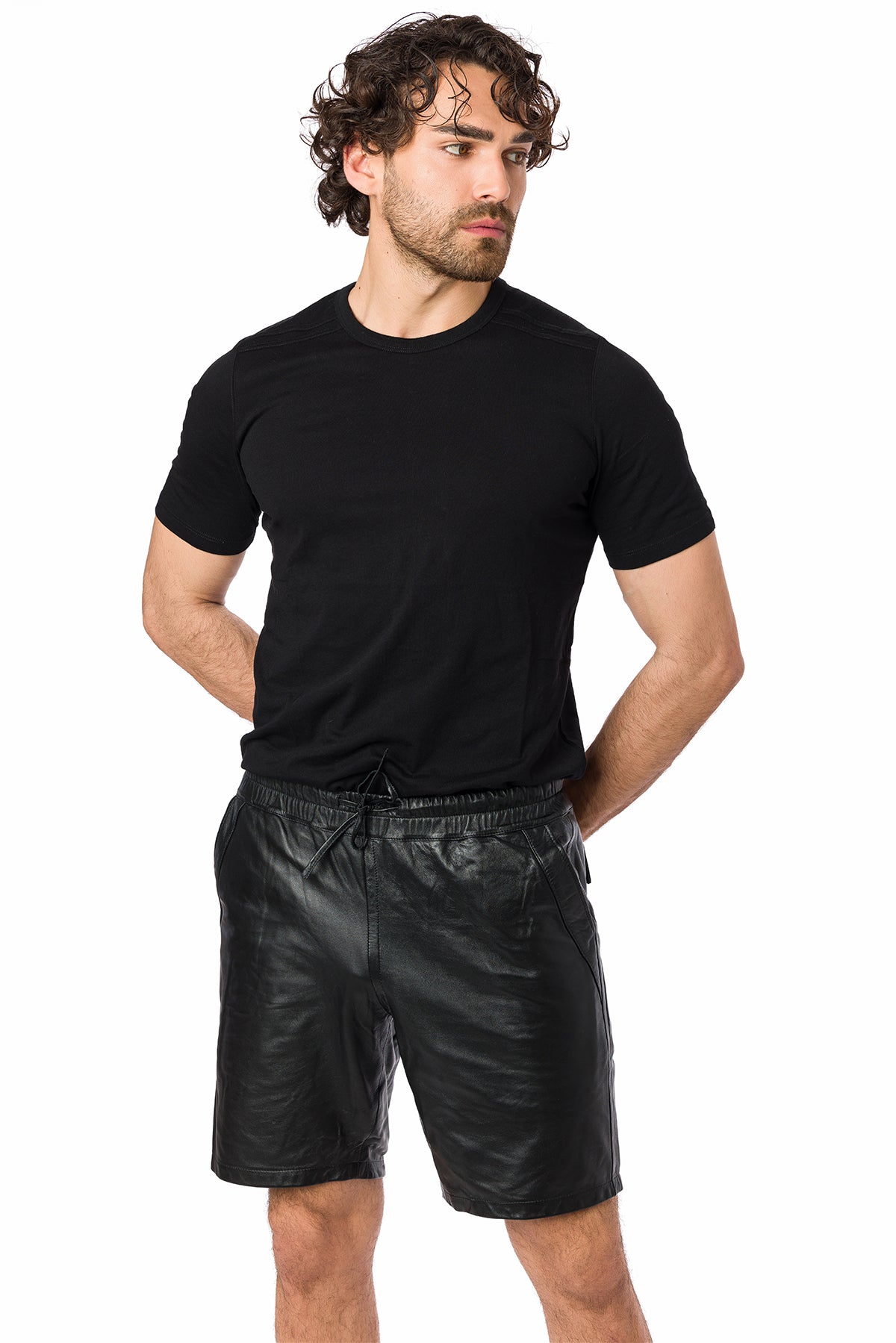 Suvi NYC Men's leather shorts. Lambskin. Classy. Elegant. 100 % Turkish leather. Elegant.Elegant. Elastic waist band.