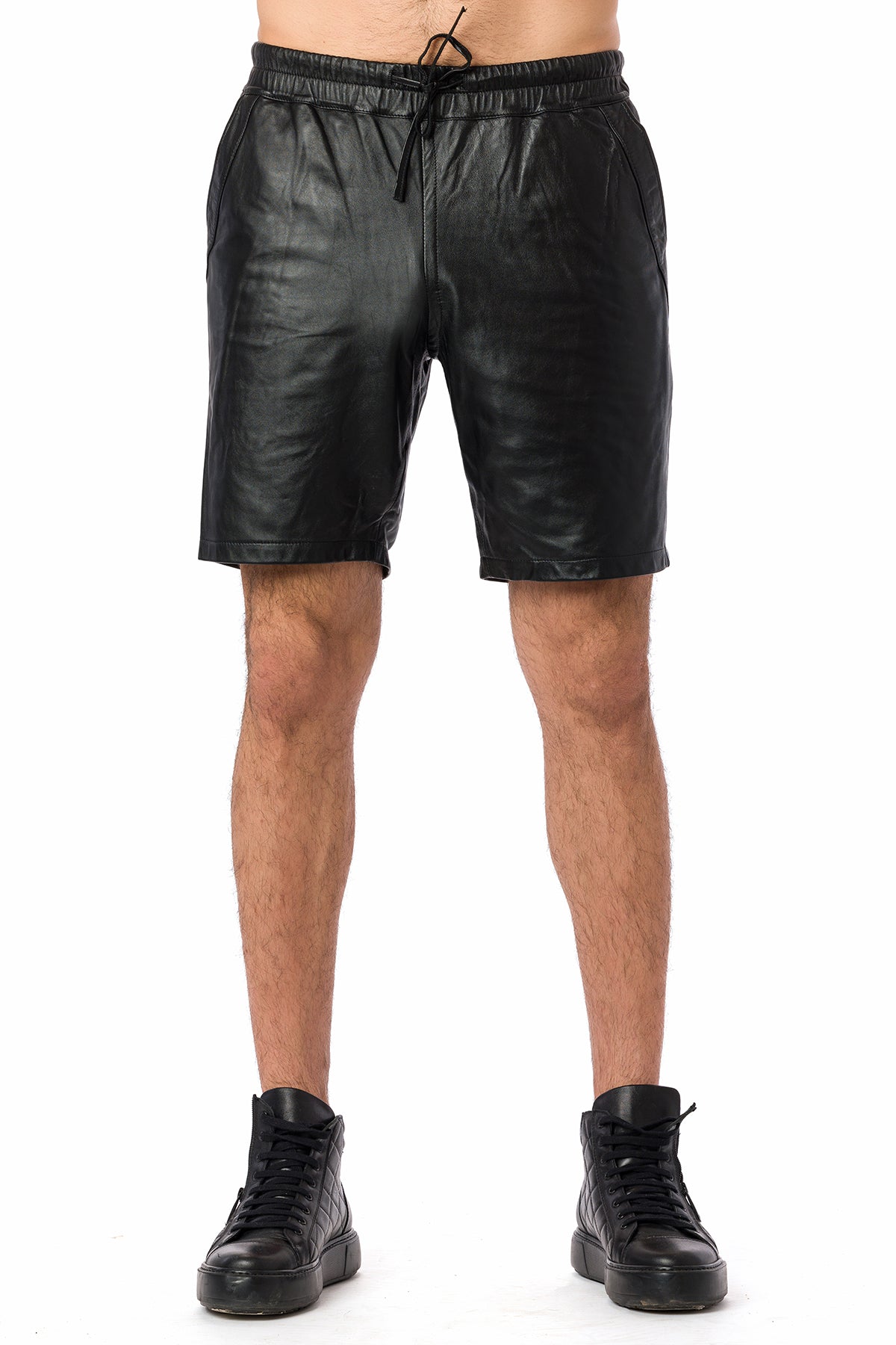 Suvi NYC Men's leather shorts. Lambskin. Classy. Elegant. 100 % Turkish leather. Elegant.Elegant. Elastic waist band.