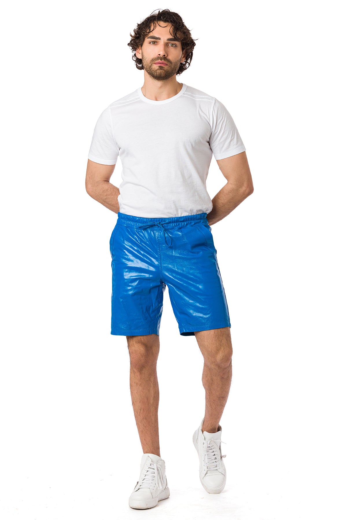 Suvi NYC Men's leather shorts. Lambskin. Classy. Elegant. 100 % Turkish leather. Elegant.Elegant. Elastic waist band.