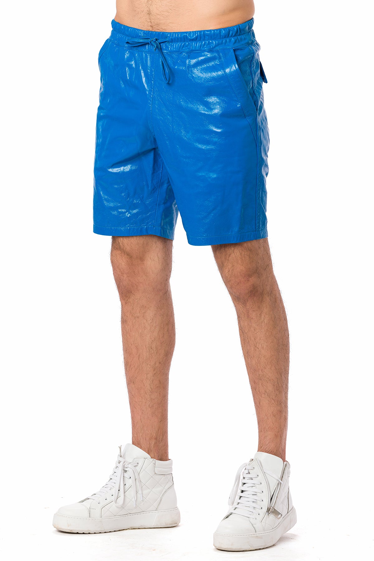 Suvi NYC Men's leather shorts. Lambskin. Classy. Elegant. 100 % Turkish leather. Elegant.Elegant. Elastic waist band.