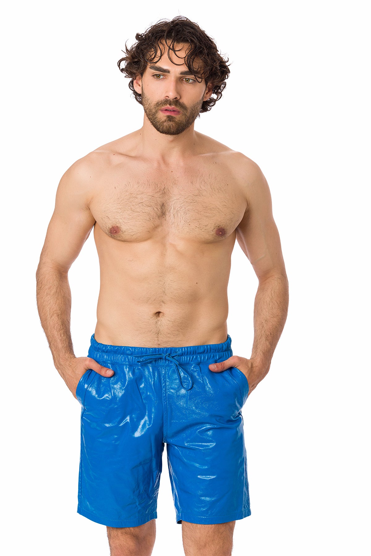 Suvi NYC Men's leather shorts. Lambskin. Classy. Elegant. 100 % Turkish leather. Elegant.Elegant. Elastic waist band.