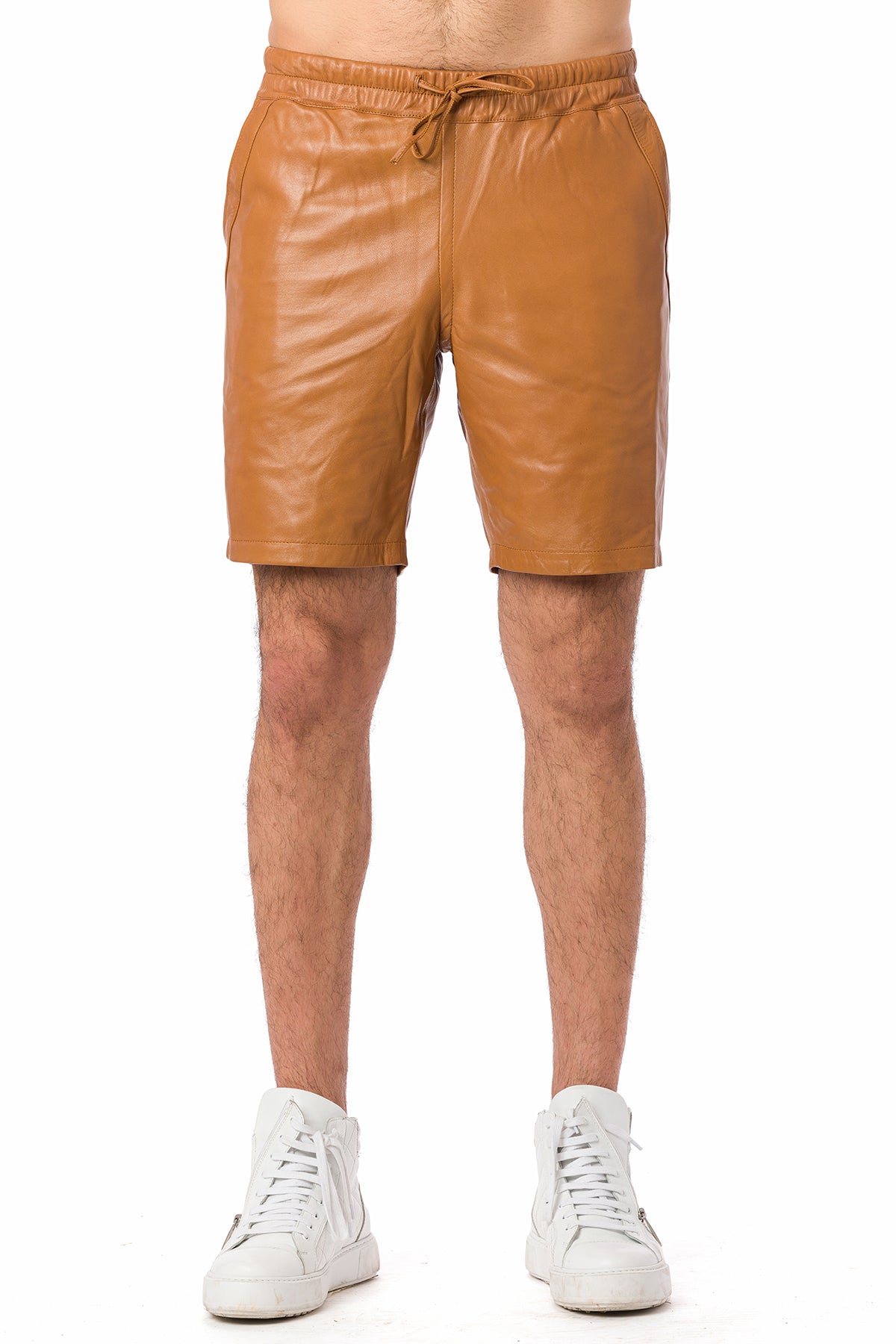 Suvi NYC Men's leather shorts. Lambskin. Classy. Elegant. 100 % Turkish leather. Elegant.Elegant. Elastic waist band.