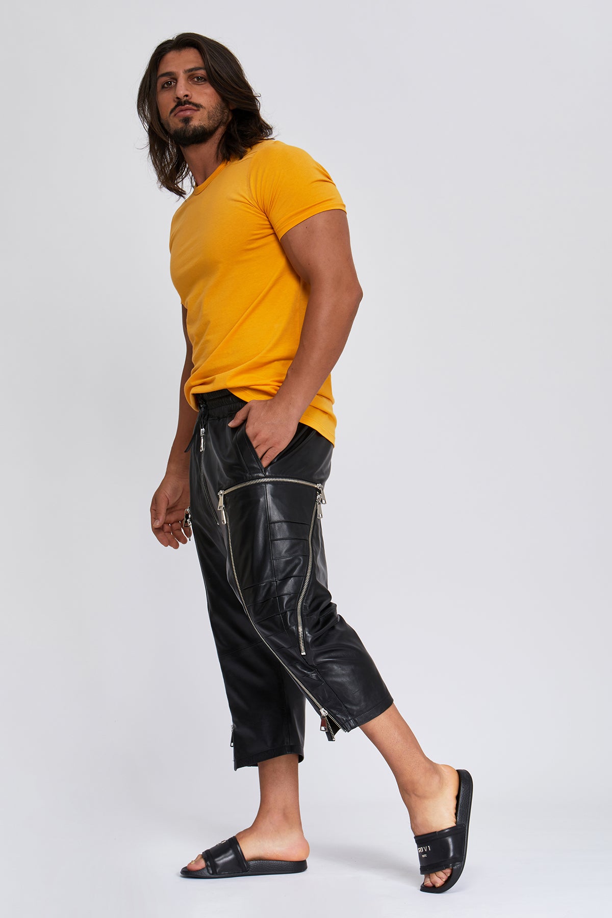 New Solid Color Capri Pants Elastic Waist Men Drawstring 3/4 Length Cropped  Trousers Sweatpants pantalones hombre men clothing - AliExpress